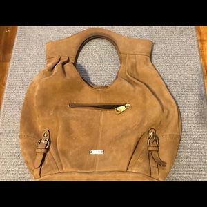 Tan suede leather PULICATI shoulder bag!